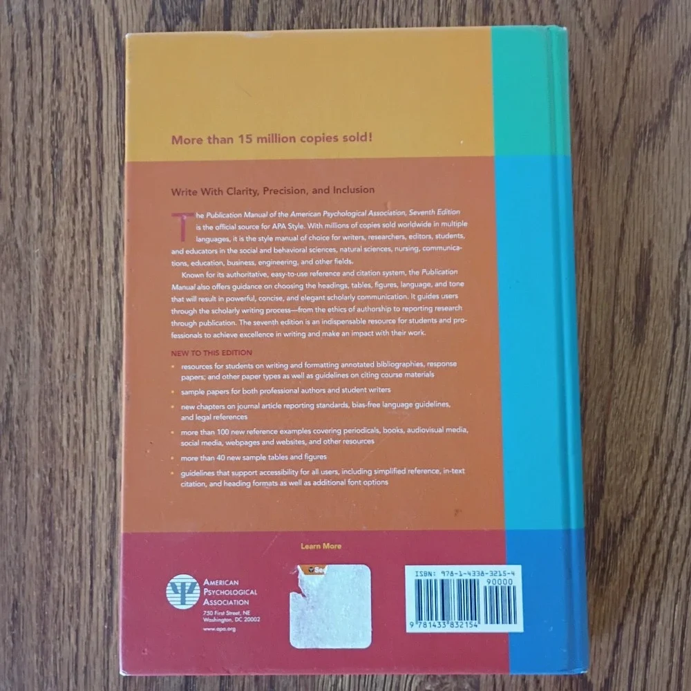 Publication Manual of the American Psychological Association 7th Edition HC